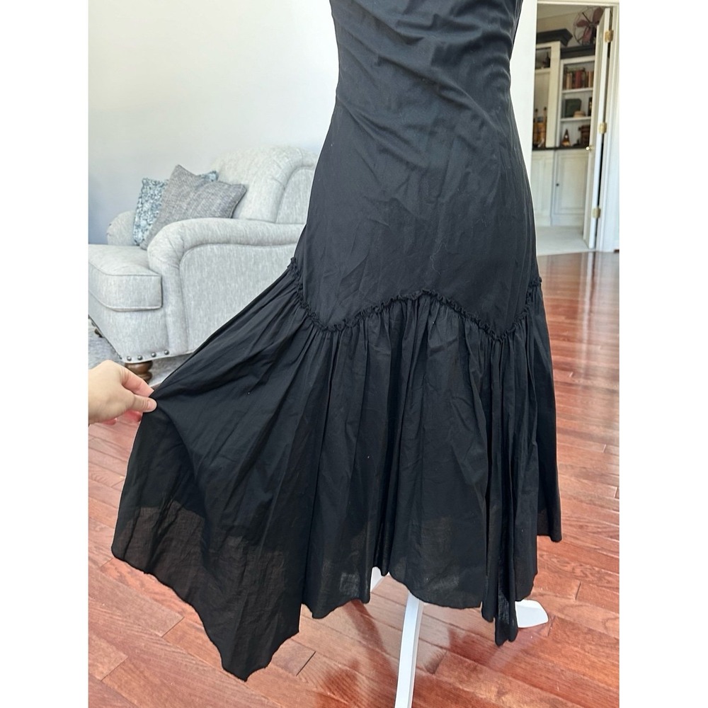 Vintage 2000s Forever 21 Black Asymmetrical Plunge Coquette Cocktail Y2K Dress - Picture 10 of 12